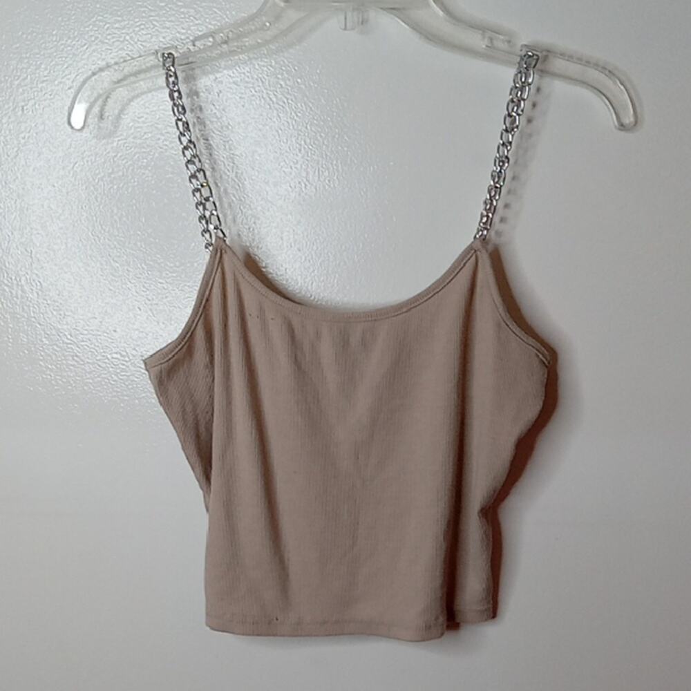 Faded Rose Women's Size Large Chain Strap Tan Camisole Top